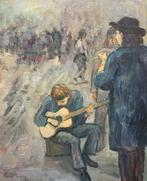 Ronald Terpstra (1948) - Hippies met gitaarspeler op de Dam, Antiek en Kunst, Kunst | Schilderijen | Klassiek
