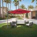 Parasol Ø 300cm met voetpedaal en beschermhoes - wijnrood, Tuin en Terras, Zonneschermen, Verzenden, Nieuw