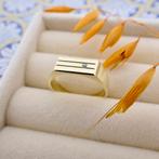 Gouden zegelring met zirconia | Heren (vintage, heren ring), Gebruikt, Overige kleuren, 20 of groter, Heer