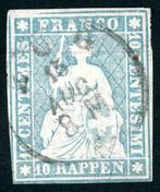 Zwitserland 1856 - Bundespost - 10 Rp blau Berner Druck, Gestempeld