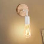 Set van 4 Vintage Industriële Wandlampen – Hout en IJzer E27, Huis en Inrichting, Lampen | Wandlampen, Verzenden, Nieuw