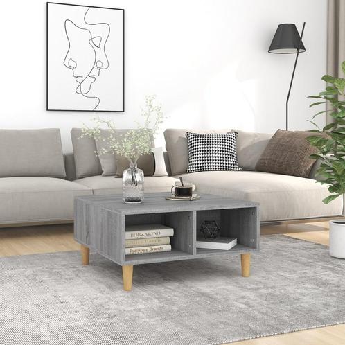 vidaXL Salontafel 60x60x30 cm bewerkt hout grijs sonoma, Huis en Inrichting, Tafels | Salontafels, 50 tot 100 cm, Nieuw, Overige houtsoorten
