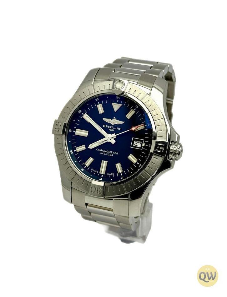 Breitling Avenger 43mm Zwart, Sieraden, Tassen en Uiterlijk, Horloges | Heren, Staal, Gebruikt, Staal, Breitling, Polshorloge