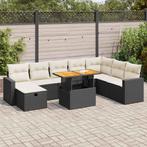 vidaXL 9-delige Loungeset met kussens poly rattan acacia, Verzenden, Nieuw, Rotan, Loungeset