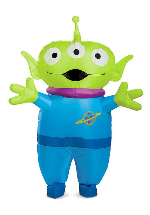 KIMU® Opblaas Kostuum Alien Groen Blauw Opblaasbaar Pak Alie, Kleding | Heren, Carnavalskleding en Feestkleding, Kleding, Nieuw