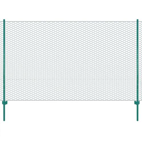 vidaXL Draadgaashek met palen 25x1,5 m staal groen, Tuin en Terras, Schuttingen, Nieuw, IJzer, 1 tot 2 meter, Verzenden