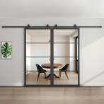 Dubbele stalen schuifdeur 4 Vlaks Helder glas Moderne look, Doe-het-zelf en Verbouw, Kozijnen en Schuifpuien, 75 tot 150 cm, Nieuw