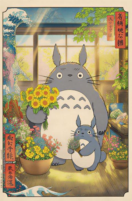 Sato Hageshi - Springtime with Totoro - My Neighbor Totoro -, Antiek en Kunst, Kunst | Designobjecten