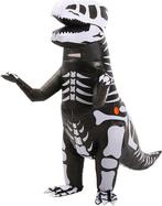 KIMU® Opblaas Kostuum T-Rex Zwart Wit Skelet Opblaasbaar Pak, Kleding | Heren, Carnavalskleding en Feestkleding, Carnaval, Nieuw