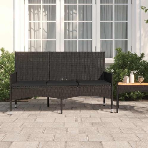 vidaXL Tuinbank 3-zits met kussens poly rattan zwart, Tuin en Terras, Tuinbanken, Nieuw, Rotan, Verzenden