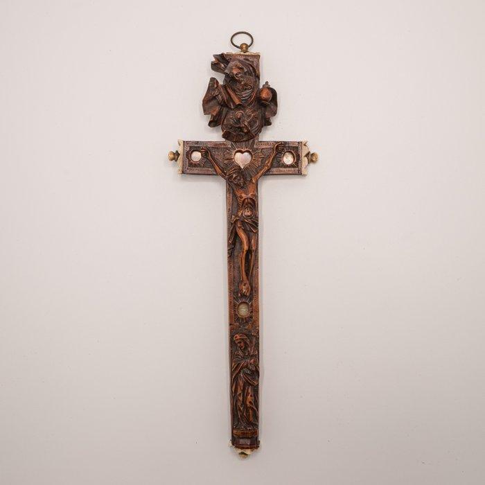 Reliek kruis, 19e eeuw, Heilig kruis relikwie - Palm -, Antiek en Kunst, Kunst | Niet-Westerse kunst