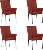 Set van 4 Leren eetkamerstoelen - met armleuning - Echt leer, Overige kleuren, Nieuw, Leer, Ophalen of Verzenden