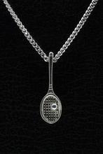 Zilveren Tennisracket ketting hanger - klein met bal, Verzenden, Nieuw