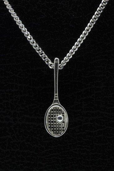 Zilveren Tennisracket ketting hanger - klein met bal, Sieraden, Tassen en Uiterlijk, Kettinghangers, Verzenden