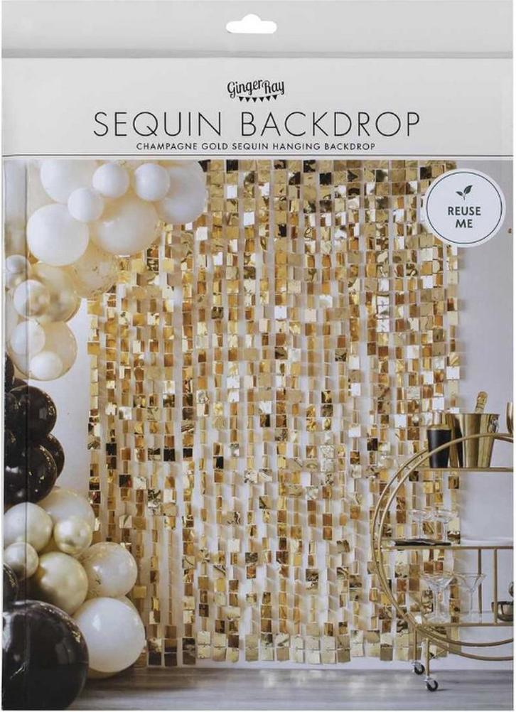 Ginger Ray Sequin Champagne Gold Hanging Backdrop  - Glitter, Hobby en Vrije tijd, Feestartikelen, Ophalen of Verzenden