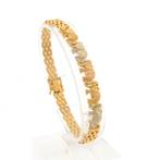 18 Krt. Gouden bismarck schakel armband met olifanten | 1..., Sieraden, Tassen en Uiterlijk, Armbanden, Ophalen of Verzenden, Gebruikt