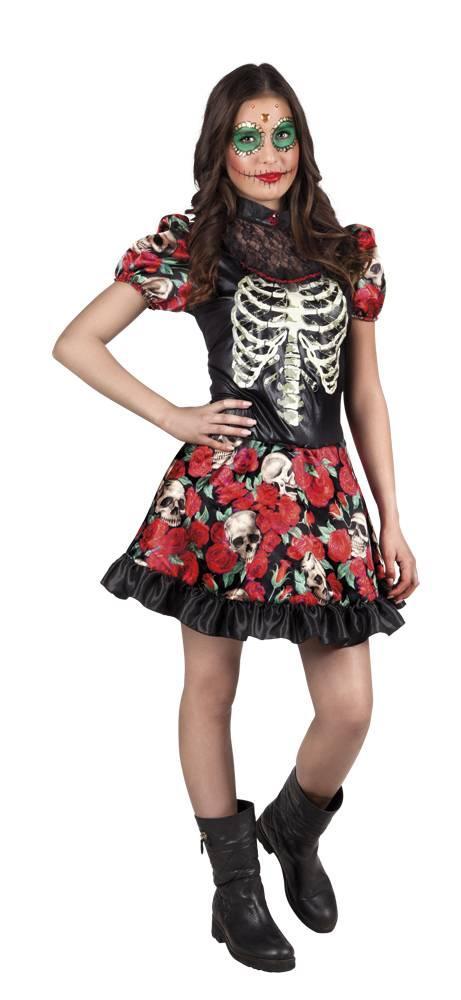 Tienerkostuum Niña Catrina (14-16 jaar) Dia de los Muertos /, Kleding | Dames, Carnavalskleding en Feestkleding, Nieuw, Verzenden
