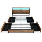 LIVSK LED-bedframe met Opberghoofdeinde en Laadstation - 60., Verzenden, Nieuw