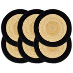 vidaXL Placemats 6 st 38 cm jute en katoen natuurlijk en, Verzenden, Nieuw, Zwart