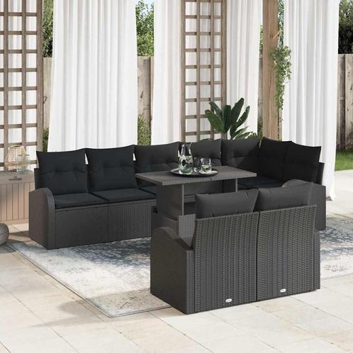 vidaXL Tuin Sofa Set met kussen 9 pcs Zwart 100 x 55 x 73 cm, Tuin en Terras, Tuinsets en Loungesets, Nieuw, Rotan, Verzenden