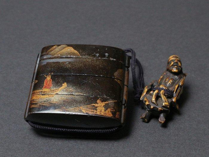 Vogel en Prunusbloesems Maki-e en Nashiji Inro () met, Antiek en Kunst, Antiek | Overige Antiek