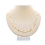 Gouden schakel ketting met print 52 cm | Midas, Sieraden, Tassen en Uiterlijk, Ophalen of Verzenden, Gebruikt, Overige kleuren