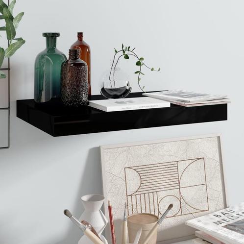 vidaXL Wandschap zwevend 40x23x3,8 cm MDF hoogglans zwart, Huis en Inrichting, Woonaccessoires | Wandplanken en Boekenplanken