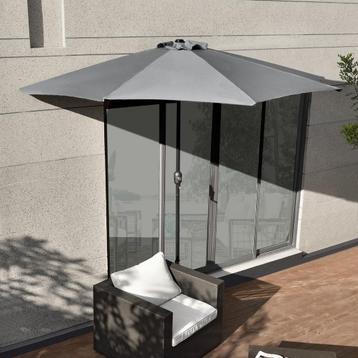 Parasol halfrond voor balkons of terrassen 300x150x230 grijs beschikbaar voor biedingen