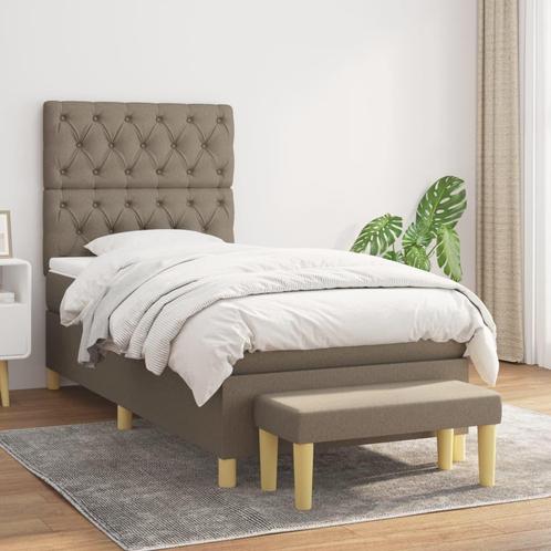 vidaXL Boxspring met matras stof taupe 80x200 cm, Huis en Inrichting, Slaapkamer | Bedden, 80 cm, 200 cm, Eenpersoons, Nieuw, Stof