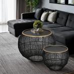 Set Bijzettafels - Livion Kanka - Rond - 55cm - Zwart -, Huis en Inrichting, Tafels | Eettafels, Ophalen of Verzenden, Nieuw, Overige materialen