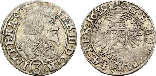 3 Kreuzer Prag 1639 Habsburg: Ferdinand Iii, 1637-1657:, Postzegels en Munten, Munten | Europa | Niet-Euromunten, Verzenden