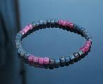 Robijn en saffier. Tweekleurige armband van mooie kwaliteit., Antiek en Kunst