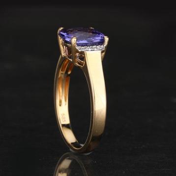 Ring - 14 karaat Geel goud Tanzaniet - Diamant - 14K YG ring beschikbaar voor biedingen