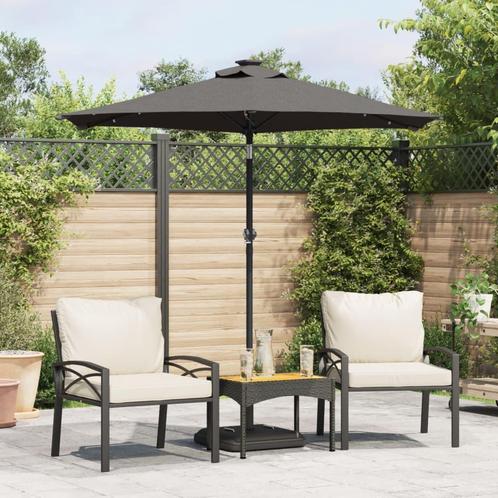 vidaXL Parasol met LEDs en stalen paal 225x225x212cm, Tuin en Terras, Parasols, Nieuw, 2 tot 3 meter, Verzenden