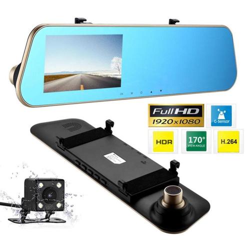 Dashcam achteruitkijkspiegel spiegel + achteruitrij camera b, Auto diversen, Dashcams, Nieuw, Verzenden