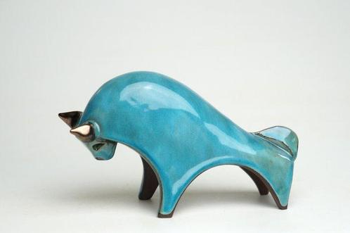 Urszula Despet - sculptuur, Blue Bull - 10 cm - Keramiek -, Antiek en Kunst, Antiek | Glas en Kristal