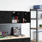 vidaXL Garagewandkasten 2 st spaanplaat zwart, Huis en Inrichting, Kasten | Stellingkasten, Verzenden, Nieuw