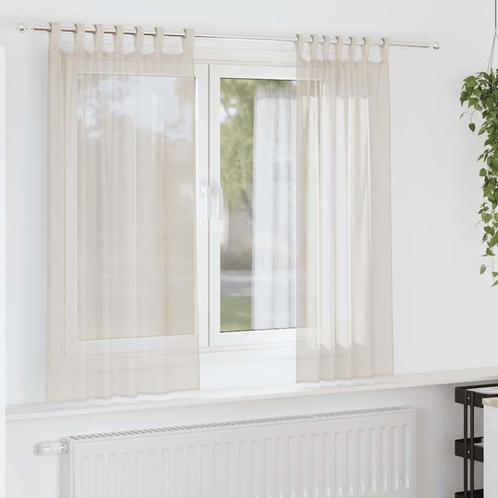 vidaXL Gordijnen voile met Tab Top 2 st crèmekleurig, Huis en Inrichting, Stoffering | Gordijnen en Lamellen, Crème, Nieuw, Verzenden
