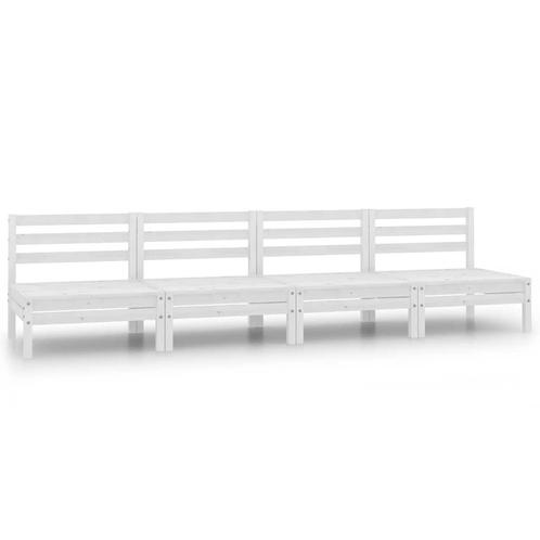 vidaXL Tuinmiddenbanken 4 st massief grenenhout wit, Tuin en Terras, Tuinsets en Loungesets, Nieuw, Verzenden