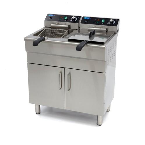 Frituurpan - 2 x 16 L - 2 Manden - met Tapkraan en, Witgoed en Apparatuur, Frituurpannen, Nieuw, Duo-friteuse, 4 liter of meer