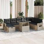 vidaXL 9-delige Loungeset met kussens poly rattan lichtgrijs, Verzenden, Nieuw, Rotan, Loungeset