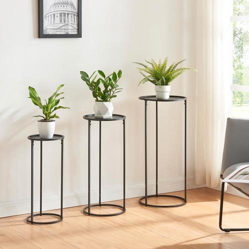 [en.casa] Plantenstandaard Nesodden set van 3 zwart, Tuin en Terras, Bloembakken en Plantenbakken, Nieuw, Verzenden