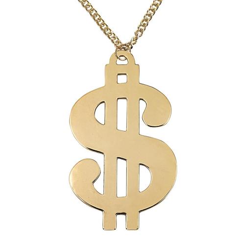 Gouden Ketting Dollar Gangster, Hobby en Vrije tijd, Feestartikelen, Nieuw, Verzenden