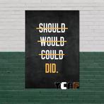 Motiverende Gym Quote Poster Zwart Wit Canvas Wanddecoratie, Verzenden, Nieuw