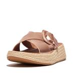 -0% FitFlop  FitFlop F-mode espadrille buckle m/leather flat, Kleding | Dames, Schoenen, Slippers, Verzenden, Nieuw, Roze