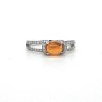 Ring - 18 karaat Witgoud Citrien - Diamant, Sieraden, Tassen en Uiterlijk, Antieke sieraden