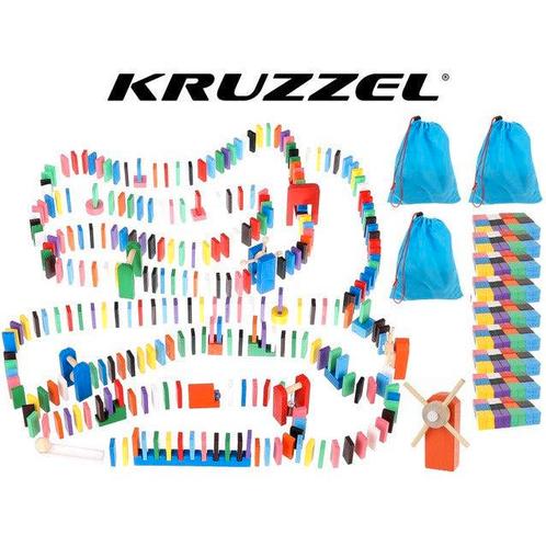 Kruzzel XXL gekleurde domino set van hout 1131 delig met, Kinderen en Baby's, Speelgoed | Educatief en Creatief, Ophalen of Verzenden