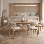 Eetkamerstoel zonder armleuning | Stof | Naturel | DS4U, Huis en Inrichting, Stoelen, Ophalen of Verzenden, Nieuw