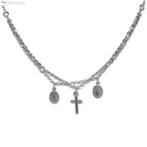 Zilveren kruis scapulier rhodium collier, Sieraden, Tassen en Uiterlijk, Kettingen, Verzenden, Nieuw, Zilver