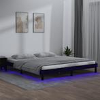 vidaXL Bedframe LED massief hout zwart 150x200 cm, Huis en Inrichting, Slaapkamer | Bedden, Nieuw, Tweepersoons, Verzenden